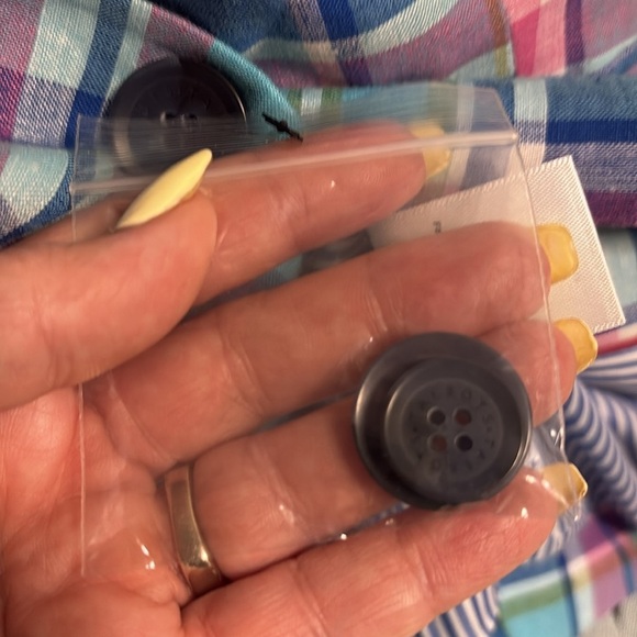 NWOT Talbots Madras linen plaid sunshine blazer 2 button front ruffle cuff 6 - Picture 7 of 17